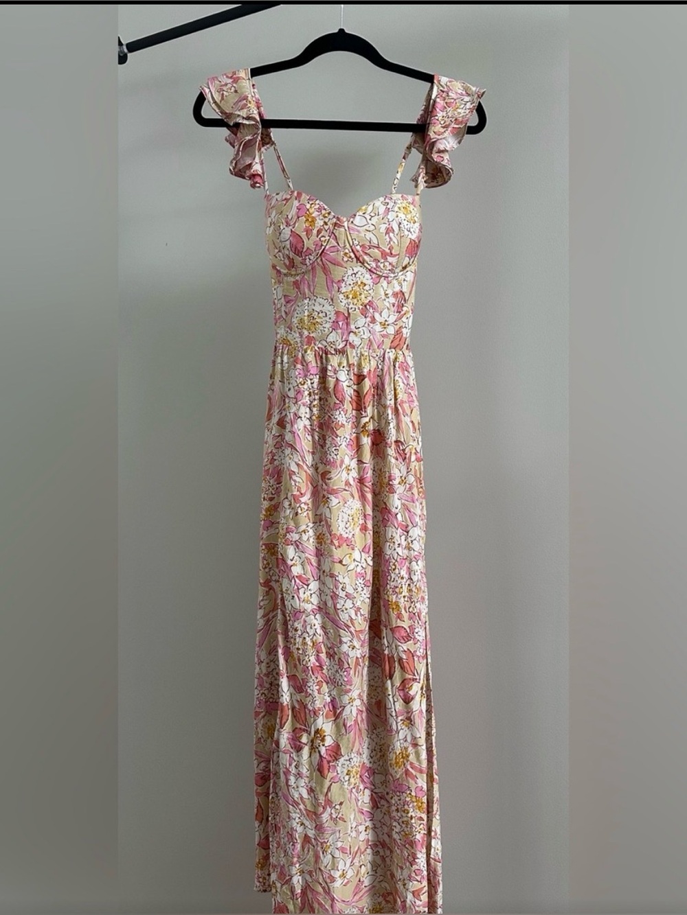 Dress Forum Floral Maxi Dress in Pink, Yellow and Cream